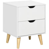 Wooden Bedside Cabinet 40cm Wide With 2 Drawers And Oak Legs - Velmora