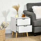 Wooden Bedside Cabinet 40cm Wide With 2 Drawers And Oak Legs - Velmora