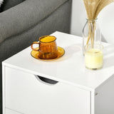 Wooden Bedside Cabinet 40cm Wide With 2 Drawers And Oak Legs - Velmora