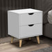 Wooden Bedside Cabinet 40cm Wide With 2 Drawers And Oak Legs - Velmora