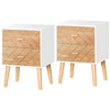 Wooden Bedside Cabinet 40cm Wide With 2 Drawers And Pine Legs in Set Of 2 - Velmora