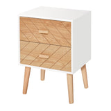 Wooden Bedside Cabinet 40cm Wide With 2 Drawers And Pine Legs - Velmora