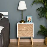 Wooden Bedside Cabinet 40cm Wide With 2 Drawers And Pine Legs - Velmora