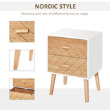 Wooden Bedside Cabinet 40cm Wide With 2 Drawers And Pine Legs - Velmora