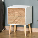 Wooden Bedside Cabinet 40cm Wide With 2 Drawers And Pine Legs - Velmora