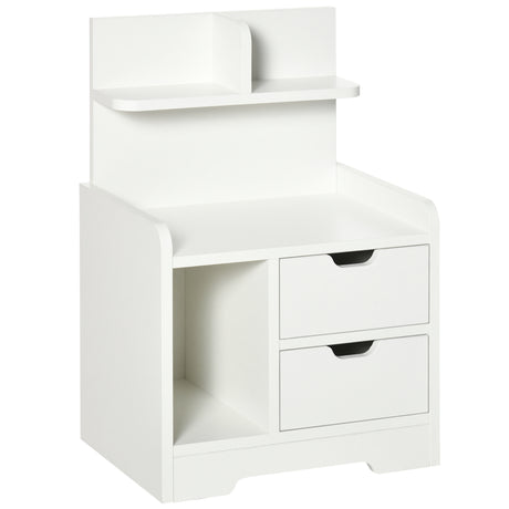 Wooden Bedside Cabinet 40cm Wide With 2 Drawers And Storage Shelves - Velmora
