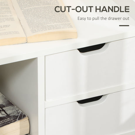 Wooden Bedside Cabinet 40cm Wide With 2 Drawers And Storage Shelves - Velmora