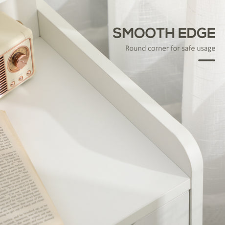 Wooden Bedside Cabinet 40cm Wide With 2 Drawers And Storage Shelves - Velmora