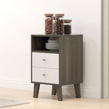 Wooden Bedside Cabinet 40cm Wide With 2 Drawers in Set Of 2 - Velmora