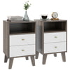 Wooden Bedside Cabinet 40cm Wide With 2 Drawers in Set Of 2 - Velmora