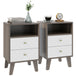 Wooden Bedside Cabinet 40cm Wide With 2 Drawers in Set Of 2 - Velmora