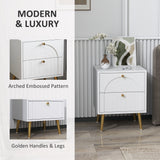 Wooden Bedside Cabinet 40cm Wide With 2 Drawers - Velmora