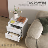 Wooden Bedside Cabinet 40cm Wide With 2 Drawers - Velmora