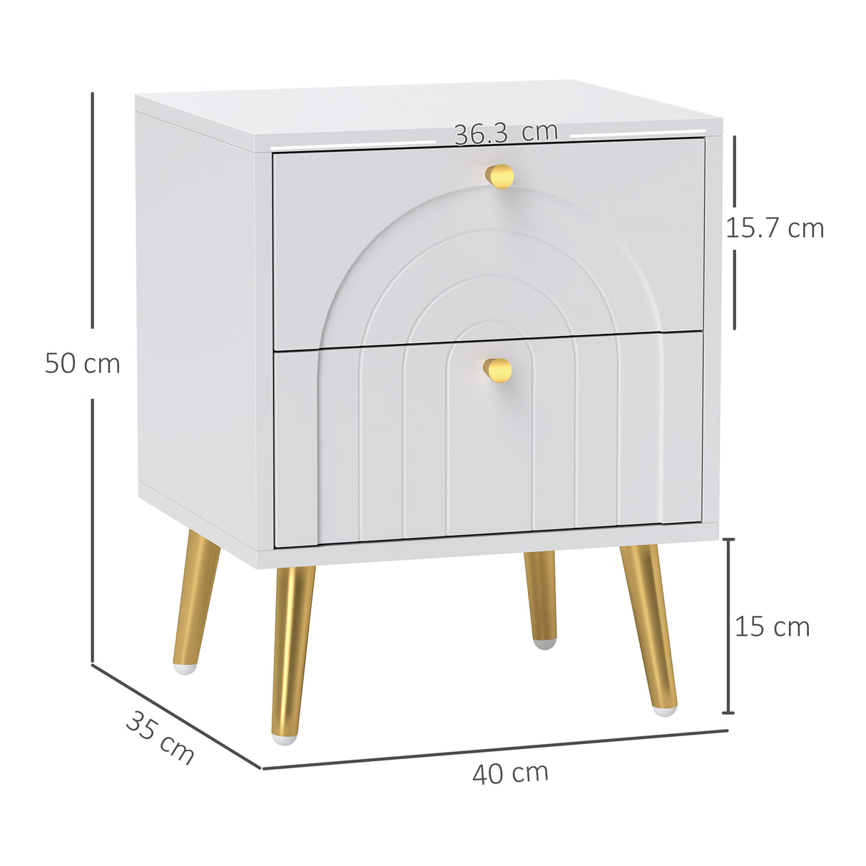 Wooden Bedside Cabinet 40cm Wide With 2 Drawers - Velmora