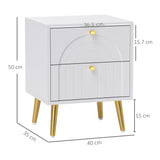 Wooden Bedside Cabinet 40cm Wide With 2 Drawers - Velmora