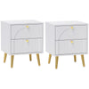 Wooden Bedside Cabinet 40cm Wide With 2 Drawers - Velmora