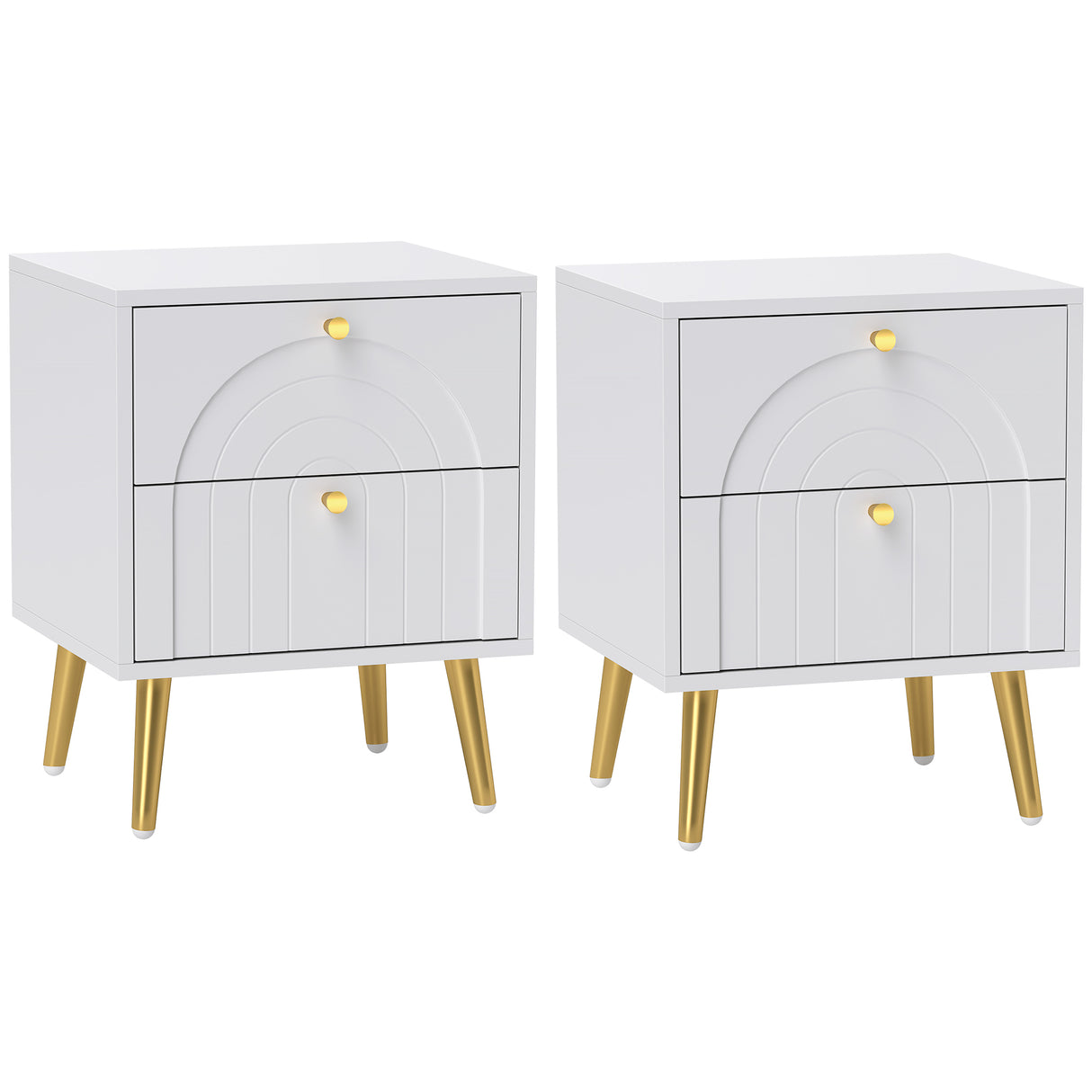Wooden Bedside Cabinet 40cm Wide With 2 Drawers - Velmora