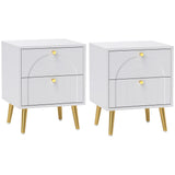 Wooden Bedside Cabinet 40cm Wide With 2 Drawers - Velmora