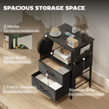 Wooden Bedside Cabinet 40cm Wide With 2 Drawers With Charging Station - Velmora