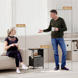 Wooden Bedside Cabinet 40cm Wide With 2 Drawers With Charging Station - Velmora