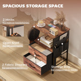 Wooden Bedside Cabinet 40cm Wide With 2 Drawers With Charging Station - Velmora