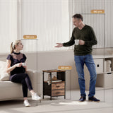 Wooden Bedside Cabinet 40cm Wide With 2 Drawers With Charging Station - Velmora