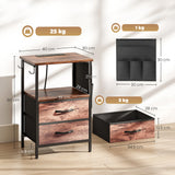 Wooden Bedside Cabinet 40cm Wide With 2 Drawers With Charging Station - Velmora