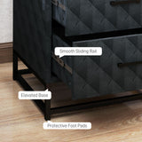 Wooden Bedside Cabinet 40cm Wide With 2 Drawers With Steel Frame - Velmora