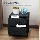 Wooden Bedside Cabinet 40cm Wide With 2 Drawers With Steel Frame - Velmora