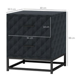 Wooden Bedside Cabinet 40cm Wide With 2 Drawers With Steel Frame - Velmora