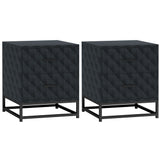 Wooden Bedside Cabinet 40cm Wide With 2 Drawers With Steel Frame - Velmora