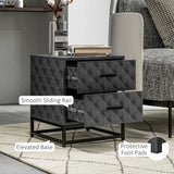 Wooden Bedside Cabinet 40cm Wide With 2 Drawers With Steel Frame - Velmora