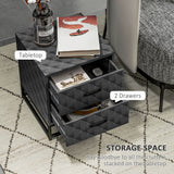 Wooden Bedside Cabinet 40cm Wide With 2 Drawers With Steel Frame - Velmora
