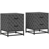 Wooden Bedside Cabinet 40cm Wide With 2 Drawers With Steel Frame - Velmora