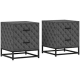 Wooden Bedside Cabinet 40cm Wide With 2 Drawers With Steel Frame - Velmora