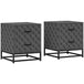 Wooden Bedside Cabinet 40cm Wide With 2 Drawers With Steel Frame - Velmora
