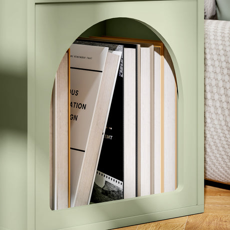 Wooden Bedside Cabinet 40cm Wide With 2 Open Compartments - Velmora
