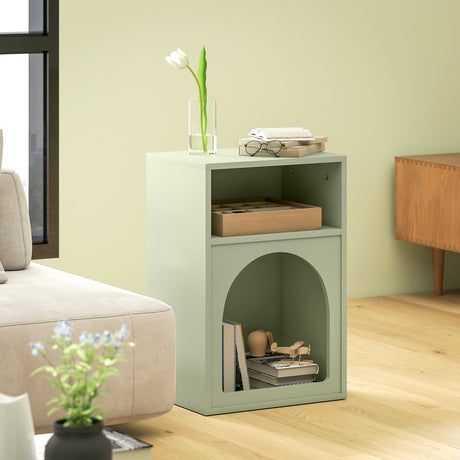 Wooden Bedside Cabinet 40cm Wide With 2 Open Compartments - Velmora