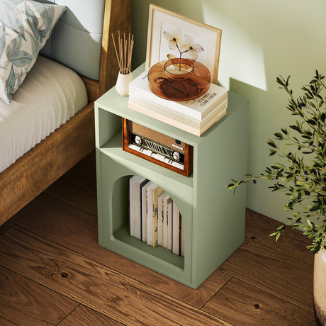 Wooden Bedside Cabinet 40cm Wide With 2 Open Compartments - Velmora