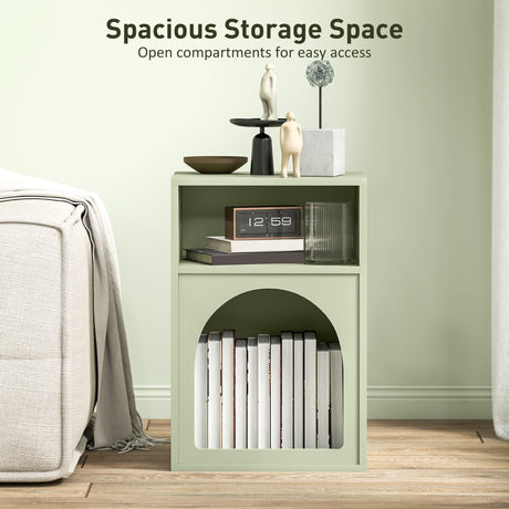 Wooden Bedside Cabinet 40cm Wide With 2 Open Compartments - Velmora
