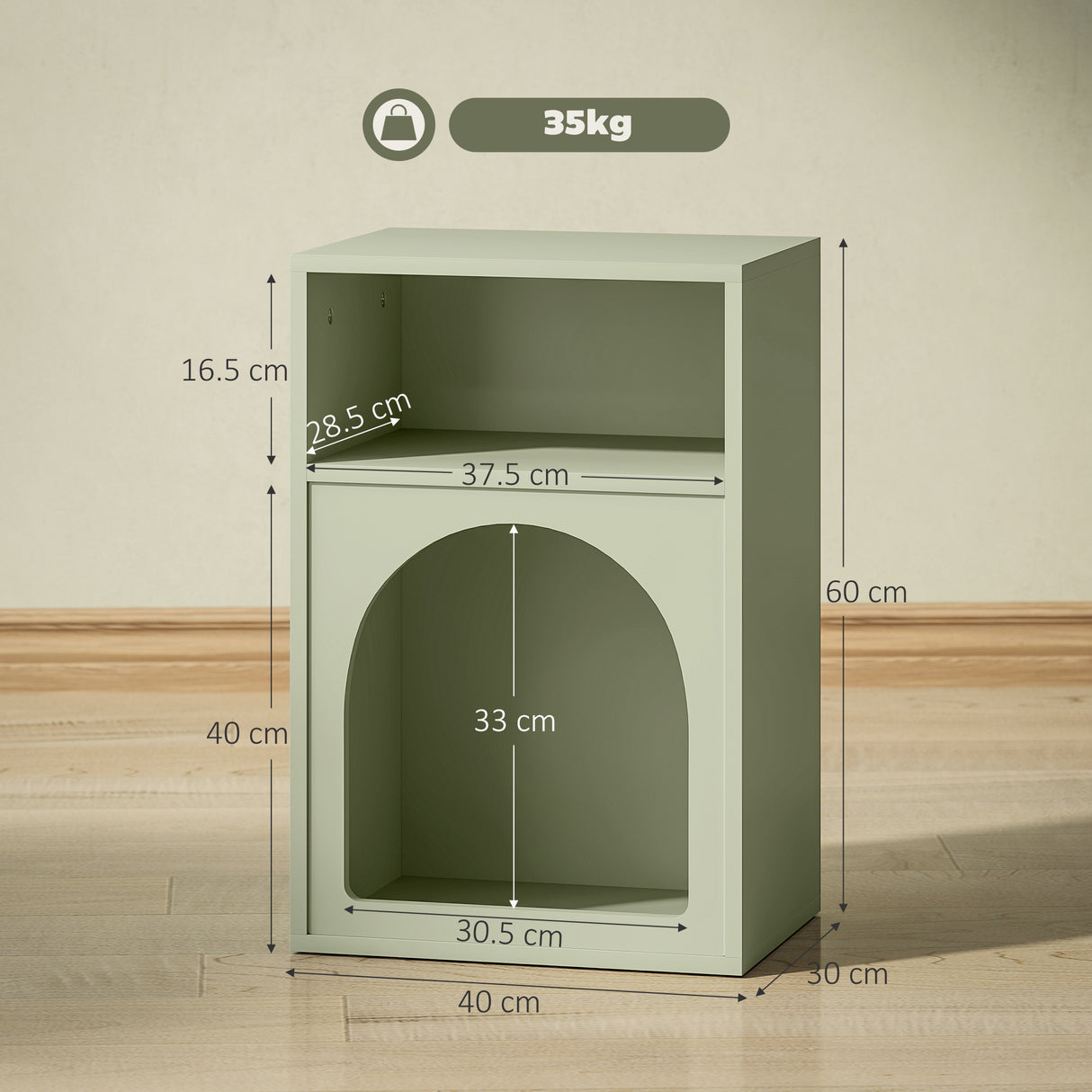 Wooden Bedside Cabinet 40cm Wide With 2 Open Compartments - Velmora