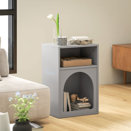 Wooden Bedside Cabinet 40cm Wide With 2 Open Compartments - Velmora