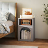 Wooden Bedside Cabinet 40cm Wide With 2 Open Compartments - Velmora