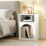 Wooden Bedside Cabinet 40cm Wide With 2 Open Compartments - Velmora