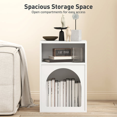 Wooden Bedside Cabinet 40cm Wide With 2 Open Compartments - Velmora