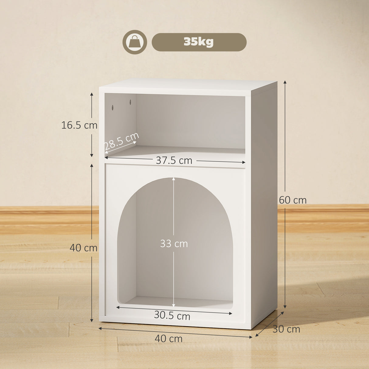 Wooden Bedside Cabinet 40cm Wide With 2 Open Compartments - Velmora