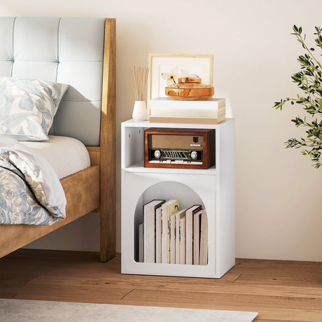 Wooden Bedside Cabinet 40cm Wide With 2 Open Compartments - Velmora