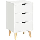 Wooden Bedside Cabinet 40cm Wide With 3 Drawers And Oak Legs - Velmora