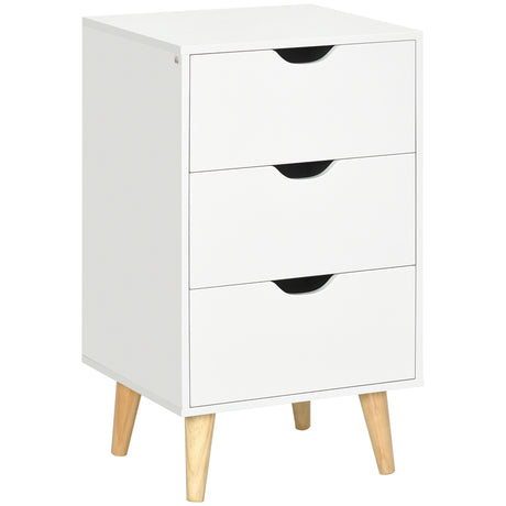 Wooden Bedside Cabinet 40cm Wide With 3 Drawers And Oak Legs - Velmora