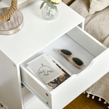 Wooden Bedside Cabinet 40cm Wide With 3 Drawers And Oak Legs - Velmora